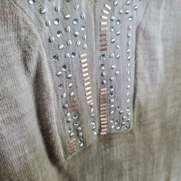 Chicos 3 Size XL Top Cotton Knit Lightweight Tie Dye Long Sleeve Studded Accents - Picture 9 of 10